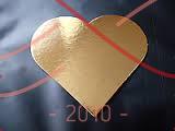 Кондитерська підложка серце 18см*20,5см - золото/срібло 3413