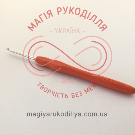 Гачок для в'язання метал з ручкою h14см d2,5 ручка силіконова кольорова - 17050