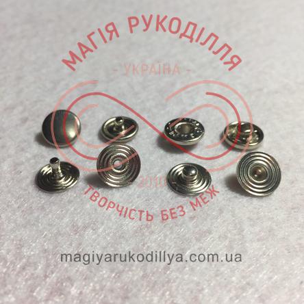 Кнопка вставна d8мм (4 складових) - сріблястий 10748