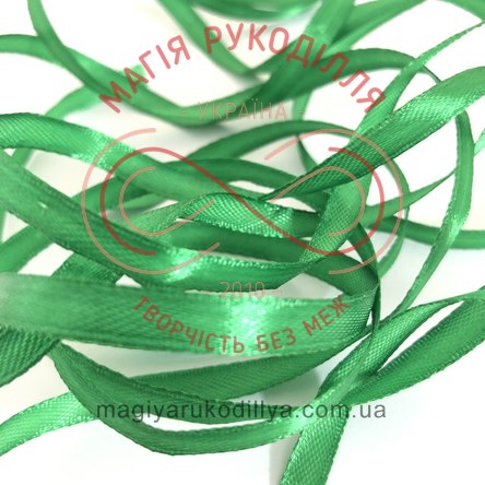 Стрічка атласна 6мм (Китай) -  відтінки зеленого 17358