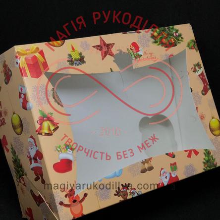 Кондитерська/подарункова коробка 6 кекси з фігурним віконцем 180*240*90 - новорічна 12966