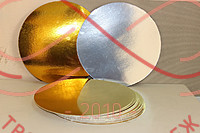 Кондитерская подложка круглая d23см - золото / серебро