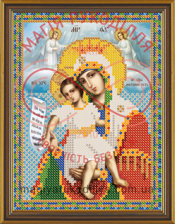 Схема для вишивання бісером ікона габардин А5 (НоваСлобода) - БИС5011 Божа Матір Гідно Є