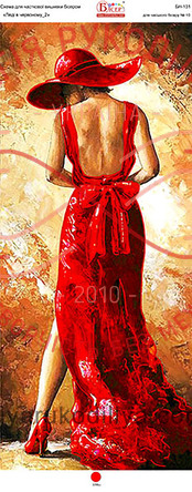Схема Мої Узори для вишивання бісером картина габардин панно - БН-131 Леді в червоному2