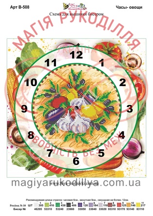 Схема Фея вишивки для вишивання бісером картина А3 - В-508 Годинник: Овочі