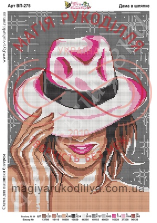 Схема Фея вишивки для вишивання бісером картина А3 - ВП-275 Дама в шляпці