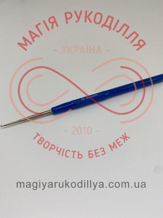 Гачок для в'язання метал з ручкою h14см d0,6 синій колір ручки - 15348