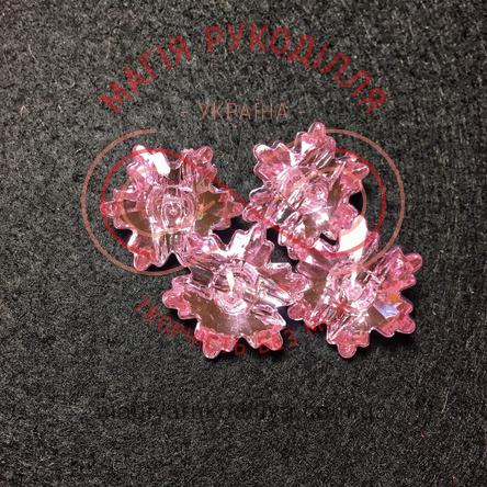 Гудзик декоративний квітка пластик d34L/22мм - рожевий 5923