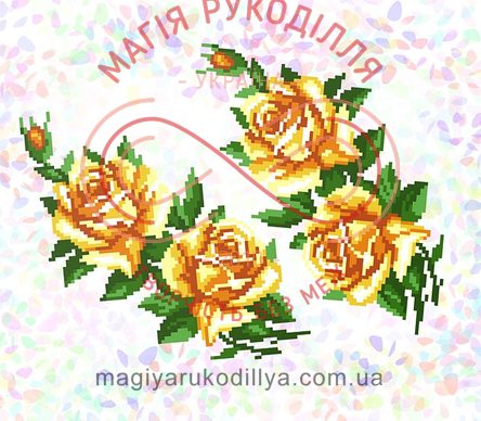 Водорозчинний пришивний флізелін Confetti - К-212 Жовті троянди