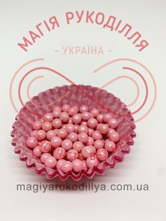 Кондитерське посипання ТМ Добрик фасовані 50гр d5мм - Перлина рожева 16078
