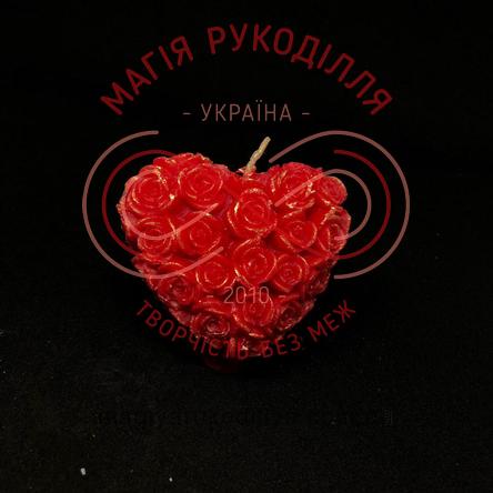 Свеча сердце с розами 7,5 см * 7,5 см - красный